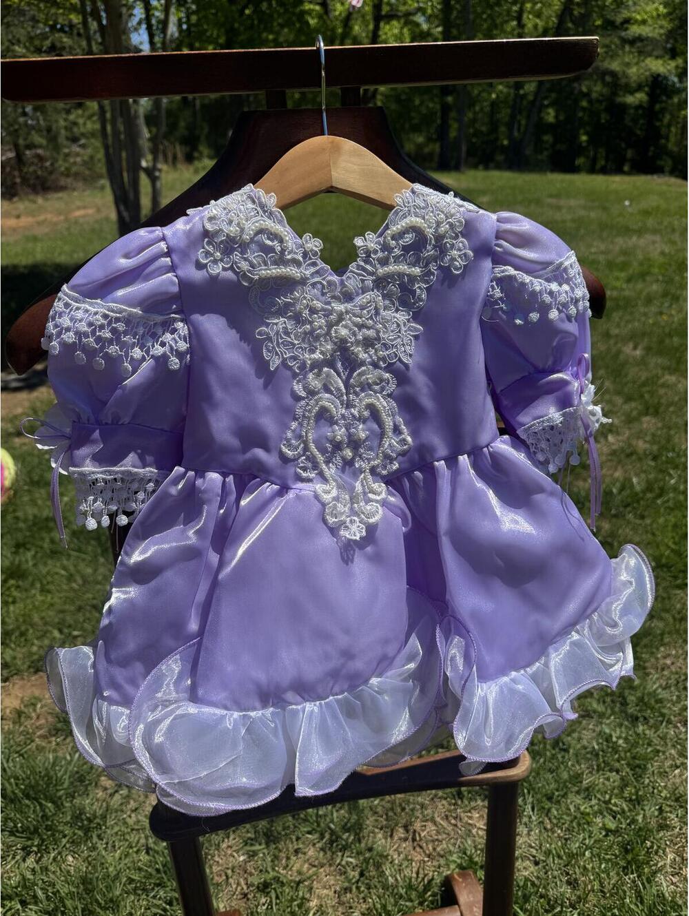 Vintage Tip Top Kids Pageant Purple Toddler Dress with Lace and Pearl Size 18M